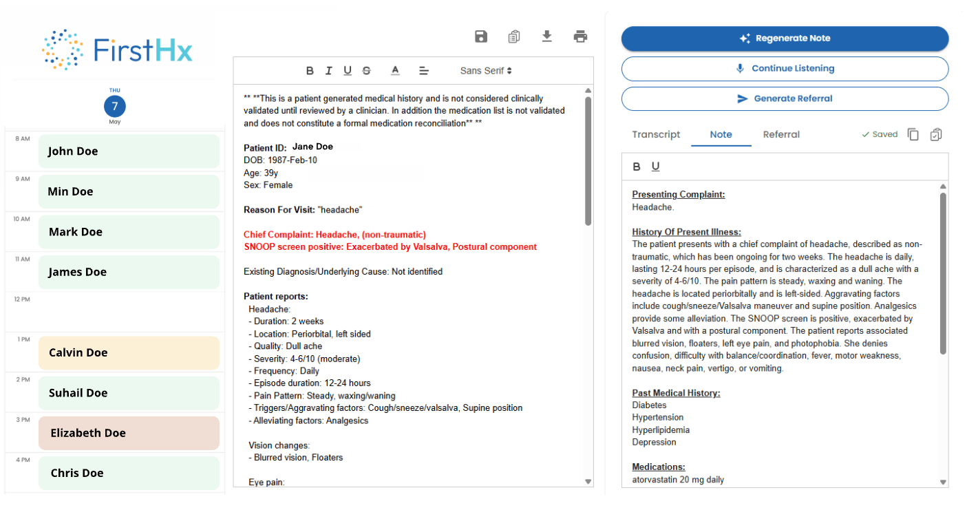 ARIS interface showing clinical documentation in action